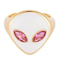 Wholesale Alien Head Ring 18k Gold Color-preserving Jewelry Color Cute Girl Ring main image 4