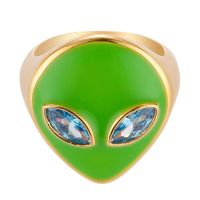 Wholesale Alien Head Ring 18k Gold Color-preserving Jewelry Color Cute Girl Ring main image 3