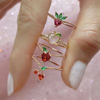 Wholesale Jewelry Color Zirconium Cherry Peach Tropical Fruit Rings main image 1