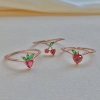 Wholesale Jewelry Color Zirconium Cherry Peach Tropical Fruit Rings main image 4