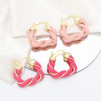 Nihaojewelry Jewelry Wholesale Candy Color Imitation Leather U-shaped Twisted Earrings main image 3