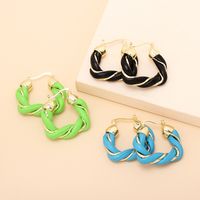 Nihaojewelry Jewelry Wholesale Candy Color Imitation Leather U-shaped Twisted Earrings main image 4