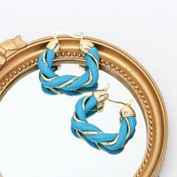 Nihaojewelry Jewelry Wholesale Candy Color Imitation Leather U-shaped Twisted Earrings main image 5