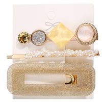 Wholesale Jewelry Pearl Crystal Acrylic Hairpin Combination Nihaojewelry main image 3
