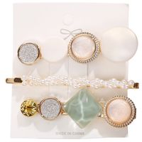Wholesale Jewelry Pearl Crystal Acrylic Hairpin Combination Nihaojewelry main image 4
