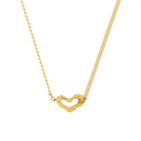 Nihaojewelry مجوهرات الجملة غير النظامية الخوخ القلب قلادة التيتانيوم الصلب قلادة main image 6