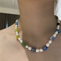 Nihaojewelry Jewelry Wholesale Colored Glaze Pearl Splicing Short Necklace main image 1