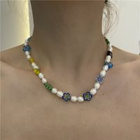 Nihaojewelry Jewelry Wholesale Colored Glaze Pearl Splicing Short Necklace main image 3
