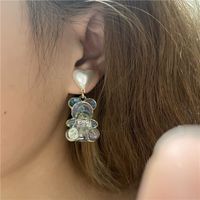 Wholesale Jewelry Cute Laser Transparent Bear Pearl Earrings Nihaojewelry main image 4