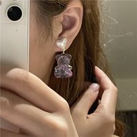Wholesale Jewelry Cute Laser Transparent Bear Pearl Earrings Nihaojewelry main image 6