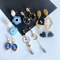 Nihaojewelry Jewelry Wholesale Asymmetrical Drip Glaze Enamel Resin Earrings main image 2