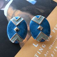 Nihaojewelry Jewelry Wholesale Enamel Glaze Flower Stitching Blue Heart Stud Earrings main image 5