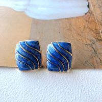 Nihaojewelry Jewelry Wholesale Enamel Glaze Flower Stitching Blue Heart Stud Earrings main image 4