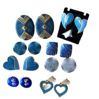 Nihaojewelry Jewelry Wholesale Enamel Glaze Flower Stitching Blue Heart Stud Earrings main image 3