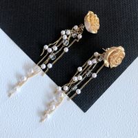 Nihaojewelry Jewelry Wholesale Vintage Pearl Enamel Tassel Earrings main image 3