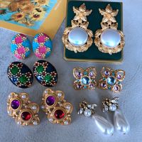 Nihaojewelry Jewelry Wholesale Colored Diamonds Drip Glaze Electroplated Ear Clips main image 1