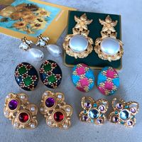 Nihaojewelry Jewelry Wholesale Colored Diamonds Drip Glaze Electroplated Ear Clips main image 6