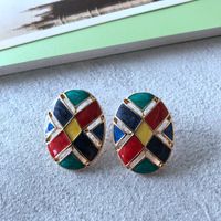 Nihaojewelry Jewelry Wholesale Contrast Color Resin Drip Glaze Geometric Stud Earrings main image 4