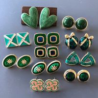 Nihaojewelry Jewelry Wholesale Green Series Enamel Drip Glaze Geometric Stud Earrings main image 1