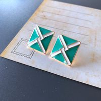 Nihaojewelry Jewelry Wholesale Green Series Enamel Drip Glaze Geometric Stud Earrings main image 5