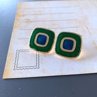 Nihaojewelry Jewelry Wholesale Green Series Enamel Drip Glaze Geometric Stud Earrings main image 4