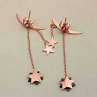 Nihaojewelry Fashion Moon Star Tassel Titanium Steel Earrings Wholesale Jewelry main image 3