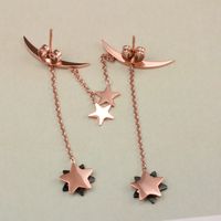Nihaojewelry Fashion Moon Star Tassel Titanium Steel Earrings Wholesale Jewelry main image 4