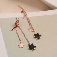 Nihaojewelry Fashion Moon Star Tassel Titanium Steel Earrings Wholesale Jewelry main image 6