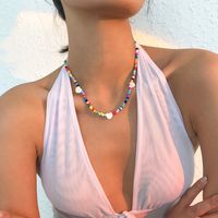 Wholesale Jewelry Bohemian Clashing Color Rice Bead Heart Necklace Nihaojewelry main image 3
