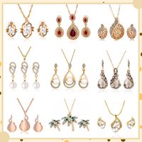 Nihaojewelry Fashion Geometric Diamond Necklace Earrings Ring Combination Set Wholesale Jewelry main image 4