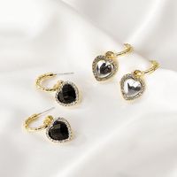 Vente En Gros Bijoux Boucles D&#39;oreilles Pendentif Coeur Noir Nihaojewelry main image 3