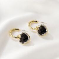 Vente En Gros Bijoux Boucles D&#39;oreilles Pendentif Coeur Noir Nihaojewelry main image 5
