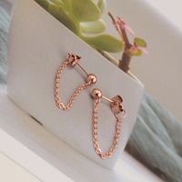 Nihaojewelry Jewelry Wholesale Korean Tassel Chain Rear Hanging Titanium Steel Earrings main image 6