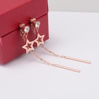 Nihaojewelry Jewelry Wholesale Korean Gold Star Long Tassel Titanium Steel Earrings main image 3