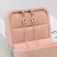 Nihaojewelry Jewelry Wholesale Korean Gold Star Long Tassel Titanium Steel Earrings main image 5