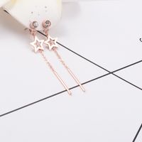 Nihaojewelry Jewelry Wholesale Korean Gold Star Long Tassel Titanium Steel Earrings main image 6