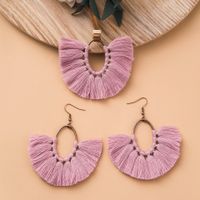 Nihaojewelry Tassel Oval Fan-shaped Long Necklace Earrings Set Wholesale Jewelry main image 3