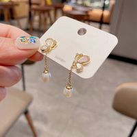Nihaojewelry Korean Style Butterfly Pearl Tassel Copper Earrings Wholesale Jewelry main image 5