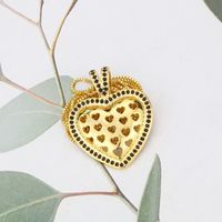 Nihaojewelry Simple Black Zircon Gold-plated Hollow Heart-shaped Necklace Wholesale Jewelry main image 5