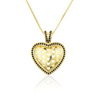 Nihaojewelry Simple Black Zircon Gold-plated Hollow Heart-shaped Necklace Wholesale Jewelry main image 6