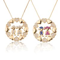Nihaojewelry Simple Zircon Child Round Heart Pendant Necklace Wholesale Jewelry main image 2
