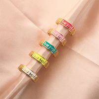 Nihaojewelry Simple Letters Dripping Oil Copper Open Ring Wholesale Jewelry main image 1