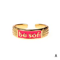Nihaojewelry Simple Letters Dripping Oil Copper Open Ring Wholesale Jewelry main image 6