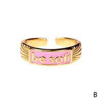 Nihaojewelry Simple Letters Dripping Oil Copper Open Ring Wholesale Jewelry main image 5