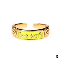 Nihaojewelry Simple Letters Dripping Oil Copper Open Ring Wholesale Jewelry main image 3