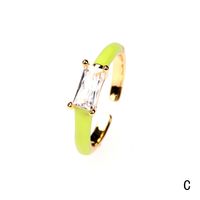 Nihaojewelry Fashion Dripping Oil Copper Inlaid Square Zircon Ring Wholesale Jewelry main image 4