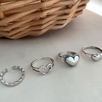 Nihaojewelry Retro Hollow Heart Chain Copper Opening Ring Wholesale Jewelry main image 2