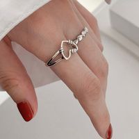 Nihaojewelry Retro Hollow Heart Chain Copper Opening Ring Wholesale Jewelry main image 5