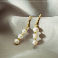 Nihaojewelry Simple Pearl Tassel Copper Earrings Wholesale Jewelry main image 1