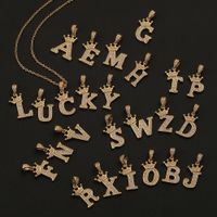 Wholesale Jewelry Crown 26 English Letter Pendant Copper Necklace Nihaojewelry main image 1